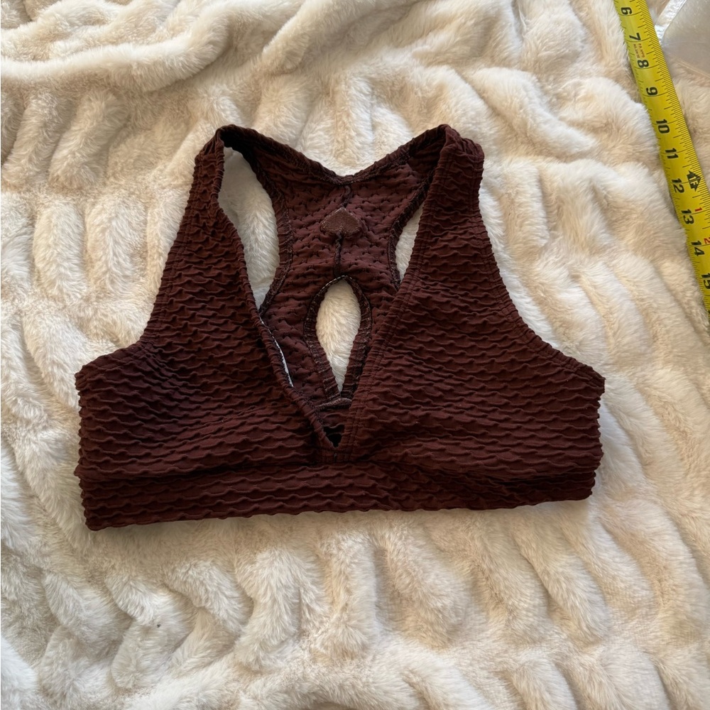 Booty By Brabants Textured Sports Bra | One Size | Chocolate Brown/Maroon